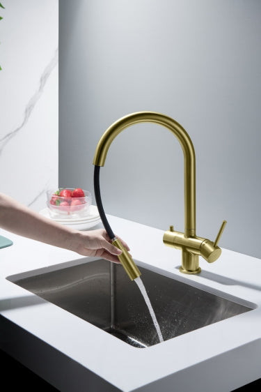 Cyrus Mosiądz antyczny | Blue Water | Bateria kuchenna z podłączeniem do filtra wody - 7