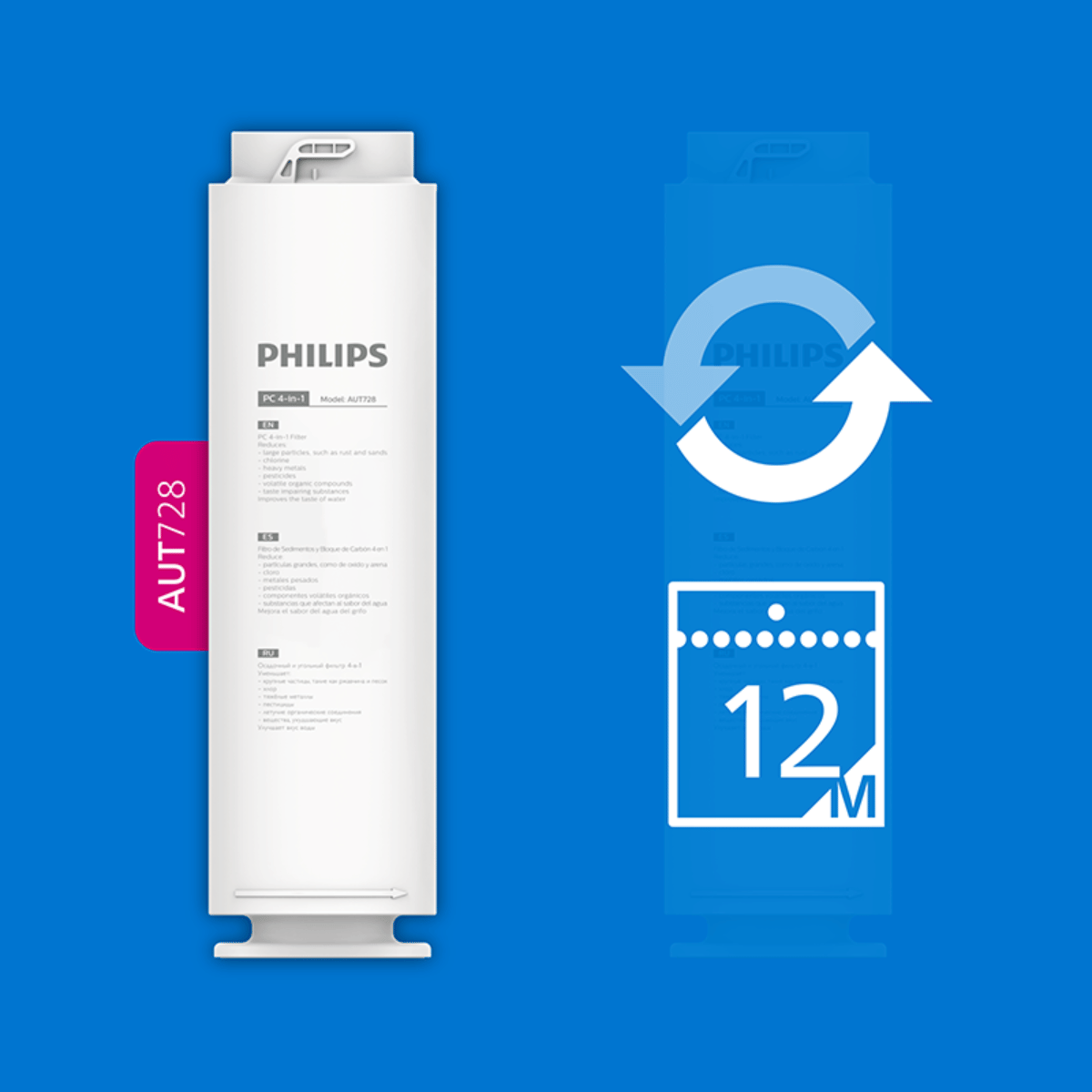 Filtr 4w1 AquaShield AUT728 | Wkład filtrujący | PHILIPS - 5