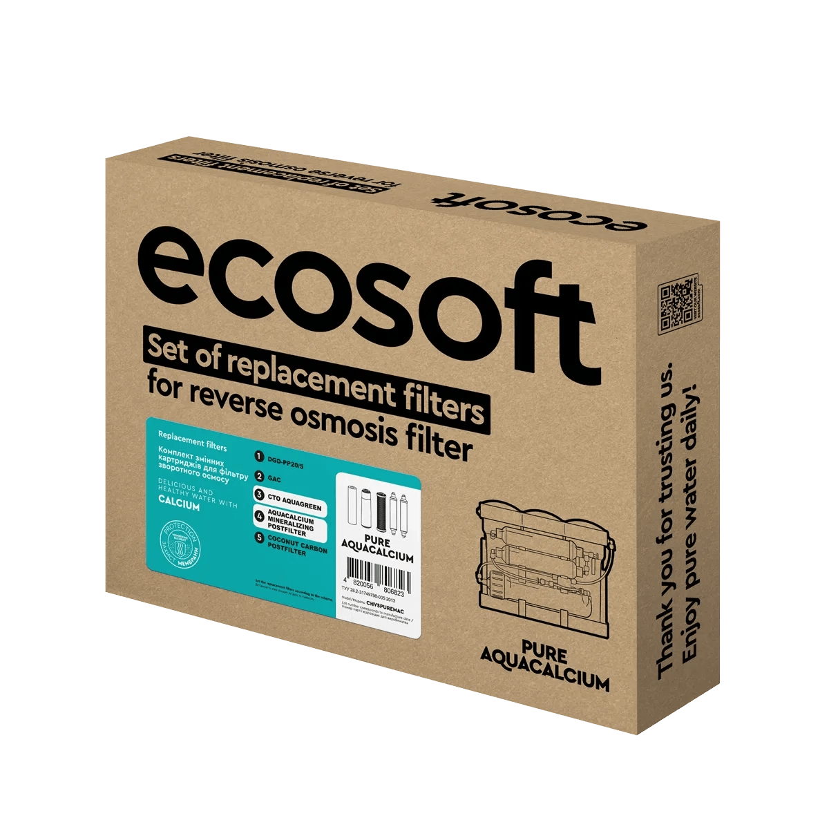 P'URE AquaCalcium Mint Zestaw 5 wkładów wymiennych | Ecosoft - 2