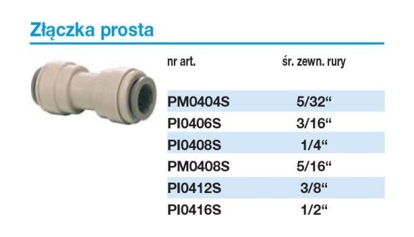 Szybkozłączka prosta John Guest PI0412S 2 x 3/8 cala | Elementy montażowe - 2