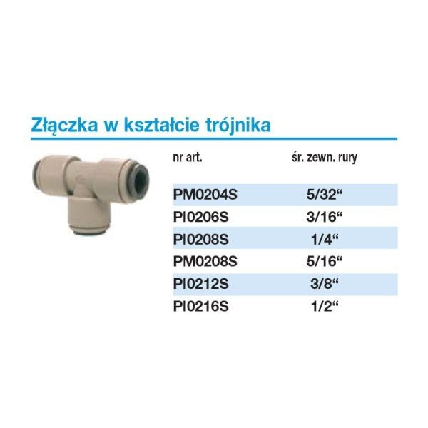 John Guest PI0208S trójnik 3 x 1/4" | Elementy montażowe - 2