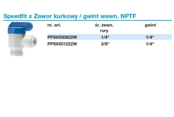 John Guest PPSV500822W zawór kątowy 1/4" x 1/4" NPTF | Elementy montażowe - 2