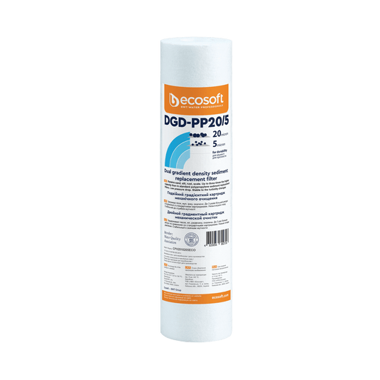 Podwójny gradientowy filtr osadów PP 2,5″×10″ 20 - 5 mikronów | Wkład filtrujący | Ecosoft - 1