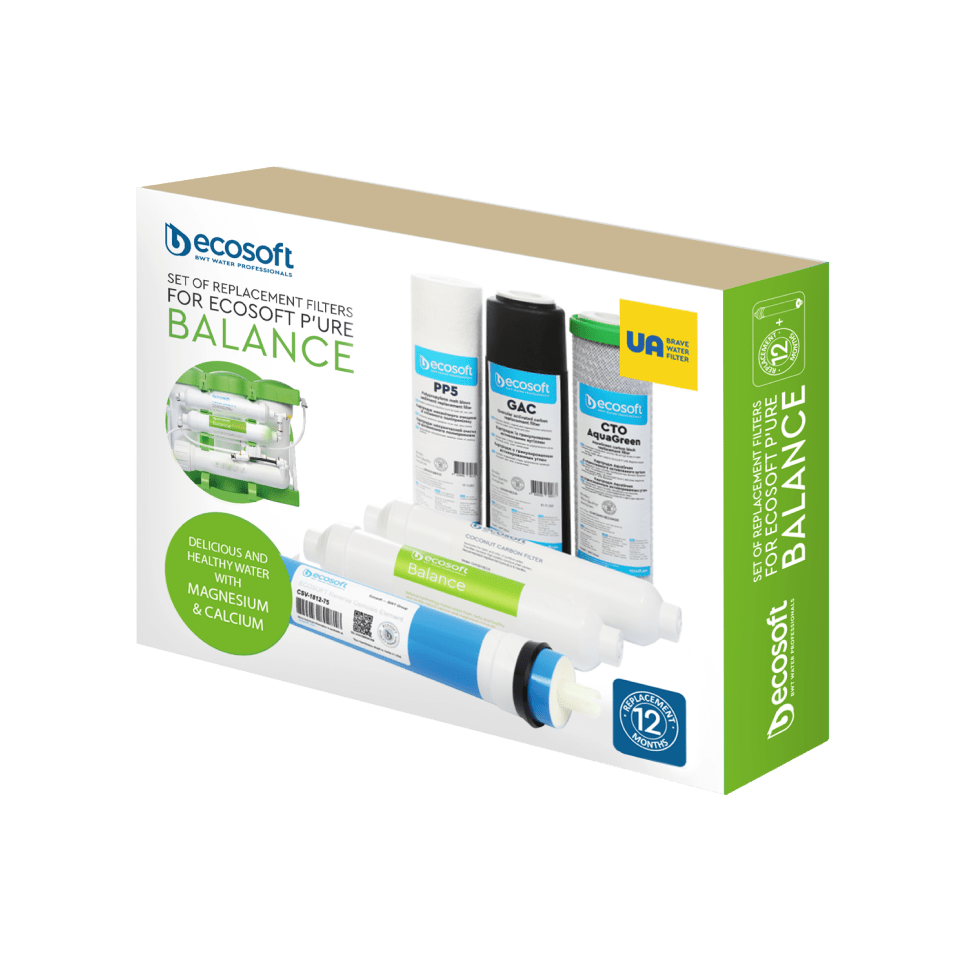 P'URE Balance zestaw 6 filtrów wymiennych PP5 - GAC - CTOAG - 75GPD - BALANCE - POST | Ecosoft - 2