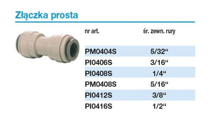 Szybkozłączka prosta John Guest PI0412S 2 x 3/8 cala | Elementy montażowe - 2