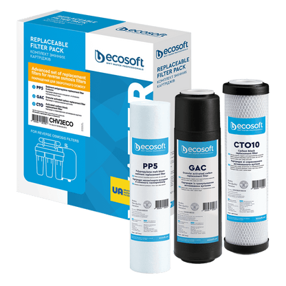 Zestaw 3 filtrów wymiennych PP5 - GAC - CTO | Wkład filtrujący | Ecosoft - 1