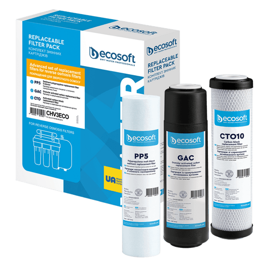 Zestaw 3 filtrów wymiennych PP5 - GAC - CTO | Wkład filtrujący | Ecosoft - 1